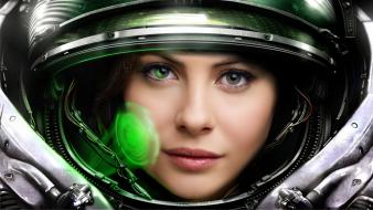 Starcraft astronauts faces green eyes holographic