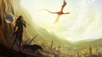 Armor artwork cityscapes dragons fantasy art