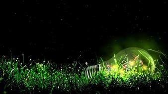 Artwork green light bulbs wallpaper