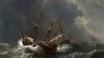Boats paintings renaissance sea ships wallpaper