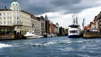 Copenhagen denmark houses nature ships wallpaper