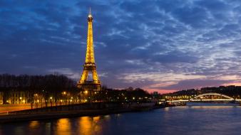 Eiffel tower architecture cities dusk lights wallpaper