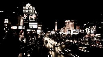 Las vegas black and white buildings cars wallpaper