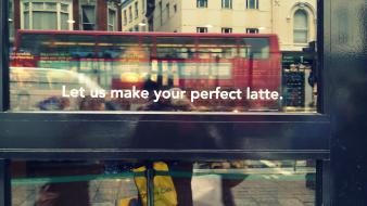 London starbucks bus doors letters wallpaper