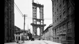 New york city black and white buildings wallpaper