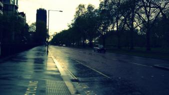Parks rain streets sunrise taxi wallpaper