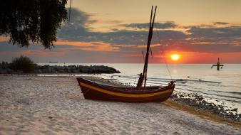 Baltic sea poland beaches boats wallpaper