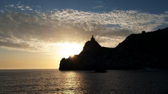 Clouds sea skyscapes sunlight sunset wallpaper