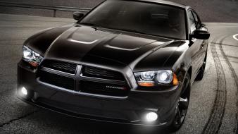 Dodge charger 500 black cars tire tracks wallpaper