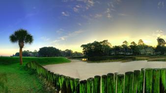 Hdr photography grass houses palm trees water wallpaper