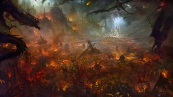 Shuxing li artwork battles demons fantasy art wallpaper