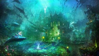 Shuxing li artwork dolphins fantasy art fish wallpaper