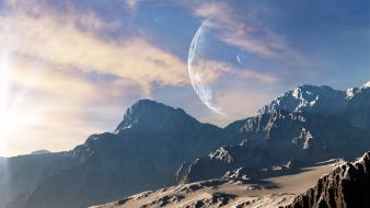 Alien landscapes fantasy art outer space planets rocks wallpaper