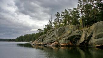 Cliffs clouds lakes landscapes nature wallpaper