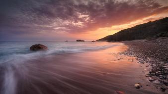 Cyprus petra tou romiou beaches clouds landscapes wallpaper