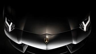 Lamborghini aventador black cars front view wallpaper
