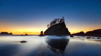 Landscapes night sky stars trees wallpaper
