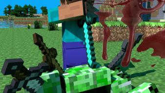 Minecraft steve cinema 4d copyright creeper wallpaper