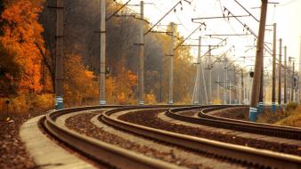 Railroad tracks trainway wallpaper