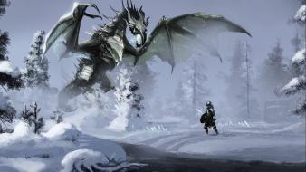 The elder scrolls v skyrim dragons wallpaper