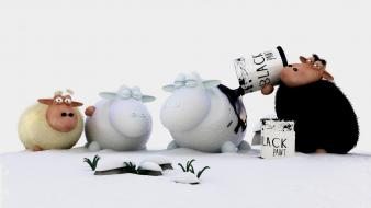 Cartoons humor funny sheep widescreen wallpaper