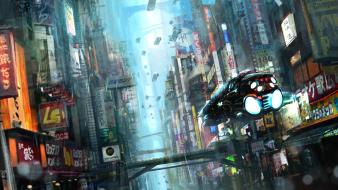 Cityscapes futuristic blade runner urban heavy rain hieroglyphs wallpaper