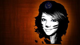 Eyes orange paint communist smiling che guevara wallpaper