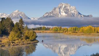 Landscapes nature wyoming grand teton national park canoe wallpaper