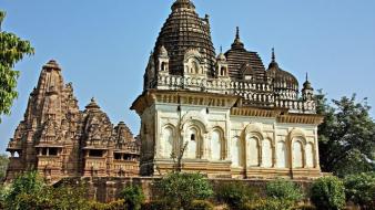 Landscapes trees grass temples india wallpaper