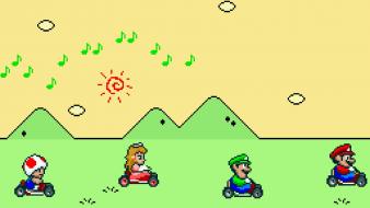 Mario super luigi princess peach kart nintendo 16-bit wallpaper