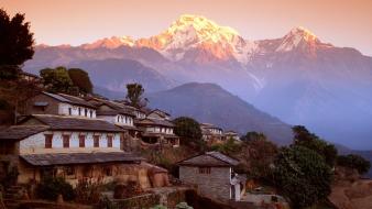 South asia nepal himalaya annapurna village wallpaper