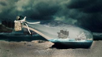 Vortex ship in bottle budai bálint sea wallpaper