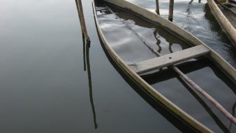 Water trees dark wood boats sunny wallpaper