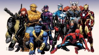 Widow marvel hawkeye thing hank mccoy (beast) wallpaper