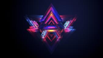 Abstract vector digital art desktopography 3d pyramids landscape wallpaper