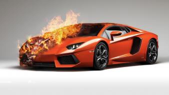 Cars lamborghini aventador coupe flame wallpaper