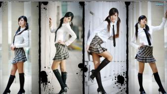 Hee high heels pigtails asians knee socks wallpaper