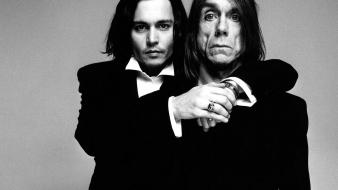 Johnny depp actors iggy pop greyscale wallpaper