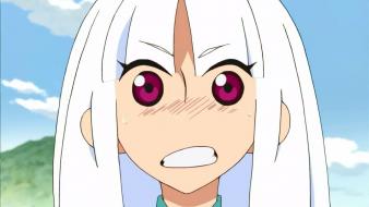 Katanagatari blush togame white hair shichika faces wallpaper