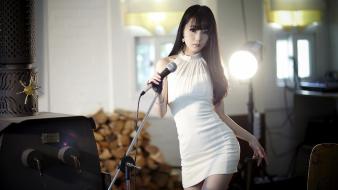 Korean im soo yeon bangs black hair wallpaper