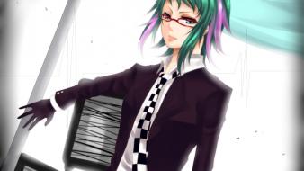 Shirts meganekko megpoid gumi bicolored checkered clothing wallpaper