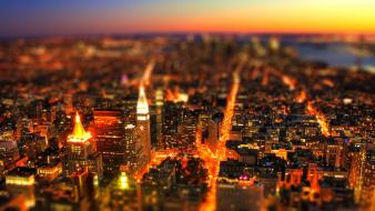 Cityscapes lights night tiltshift wallpaper