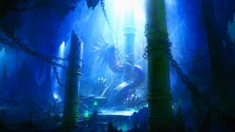 Dragons fantasy art chains wallpaper