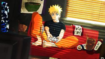 Uzumaki naruto window panes ninja scroll sofa wallpaper