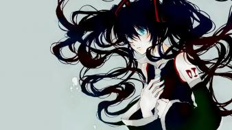 Vocaloid hatsune miku blue eyes gray black hair wallpaper