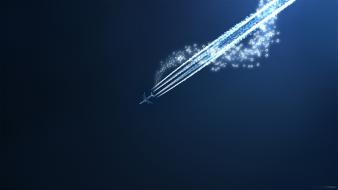 Aircraft shooting star blue background wallpaper