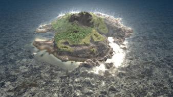 Landscapes jungle forest islands cinema 4d land wallpaper
