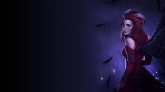 Long hair feathers fantasy art yellow eyes wallpaper