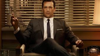Men mad jon hamm cigarettes window blinds wallpaper