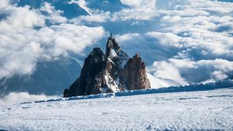Mountains clouds snow wallpaper